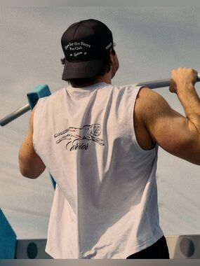 Sprints Men's White 'Warrior' Graphic Tank Top